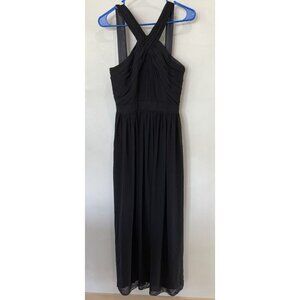 Monique Lhuillier Strapless Dress 4 Bridesmaid Formal Tulle Halter Long Maxi